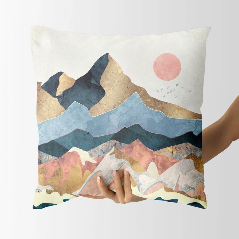 

Mountain & Sun Print Cushion Cover, Multicolor