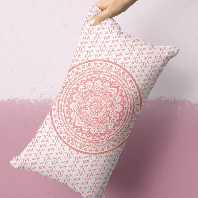 

Mandala Pattern Lumbar Pillowcase, Pink