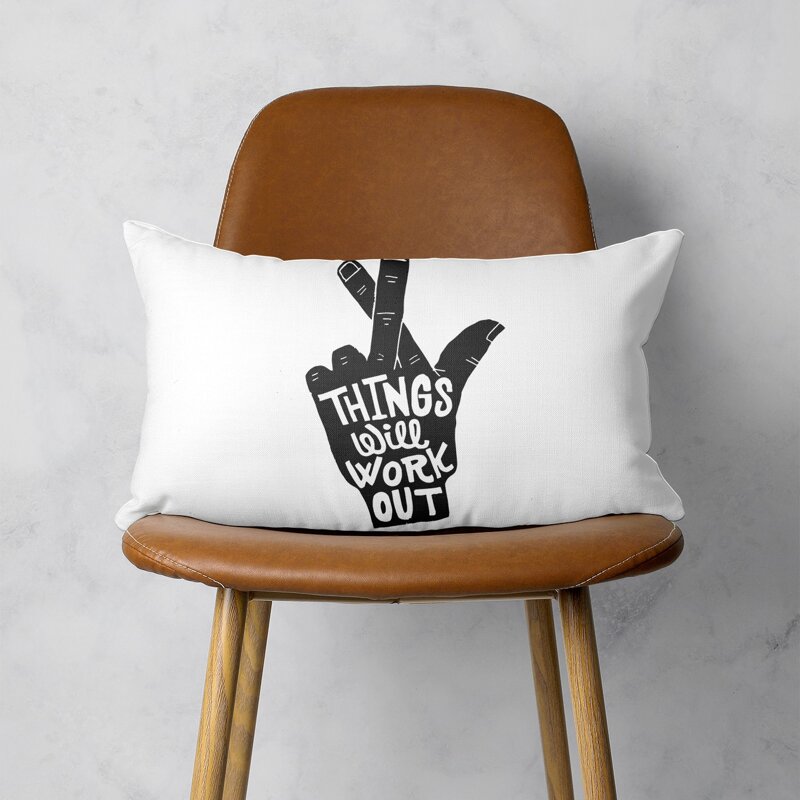 

Gesture & Slogan Graphic Lumbar Pillowcase, White