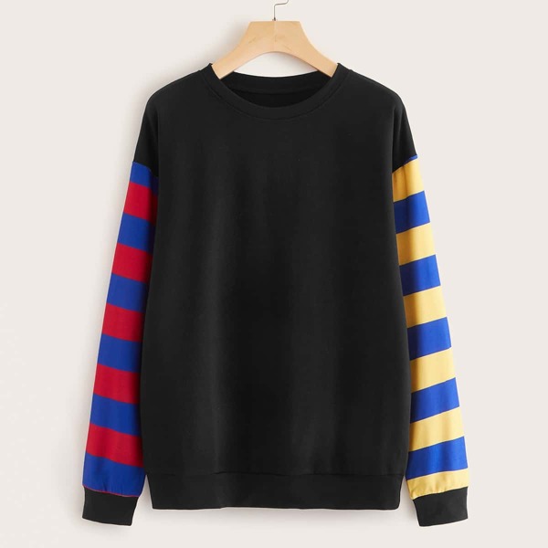 

Contrast Panel Drop Shoulder Sweatshirt, Black