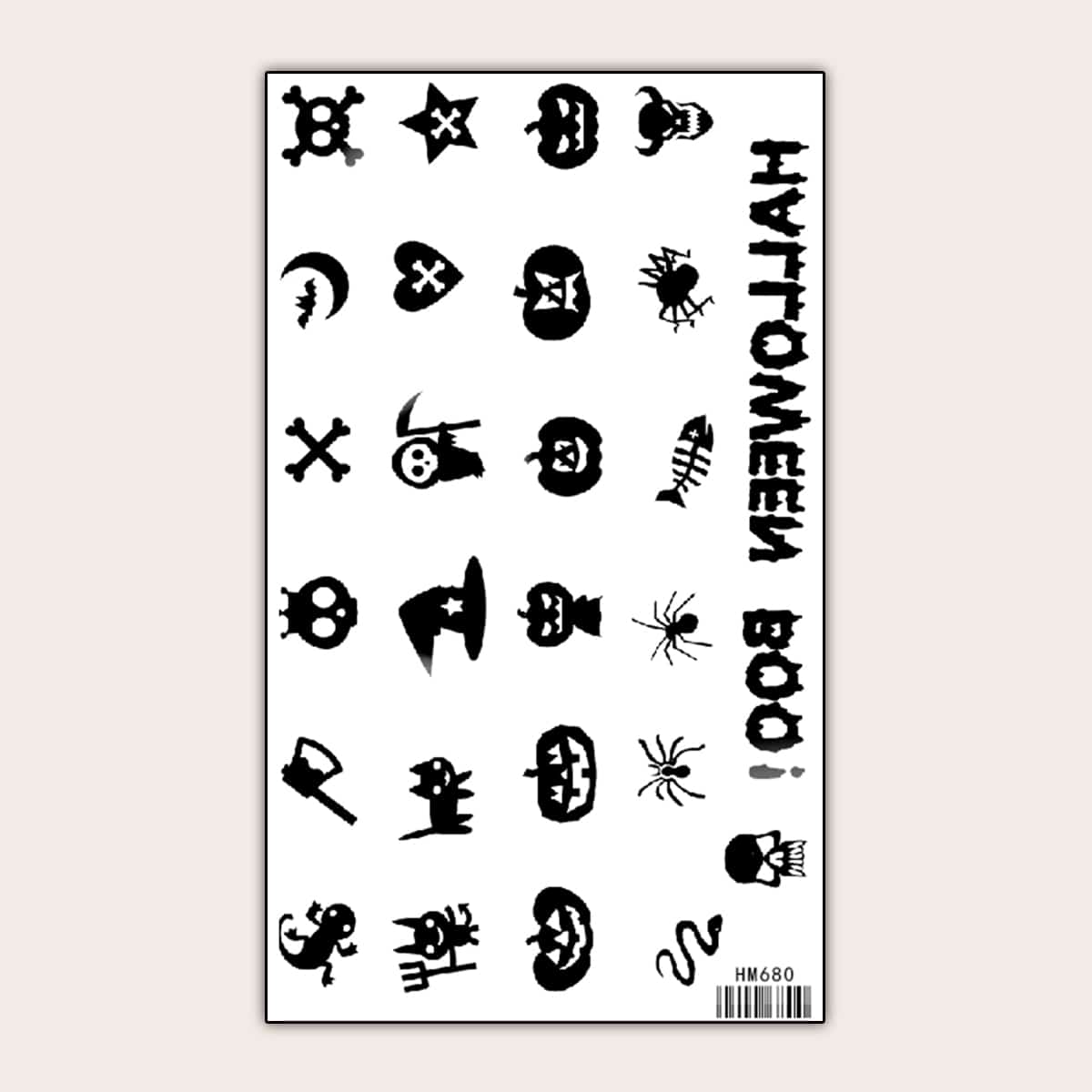 

Halloween Witch Pattern Tattoo Sticker, Black
