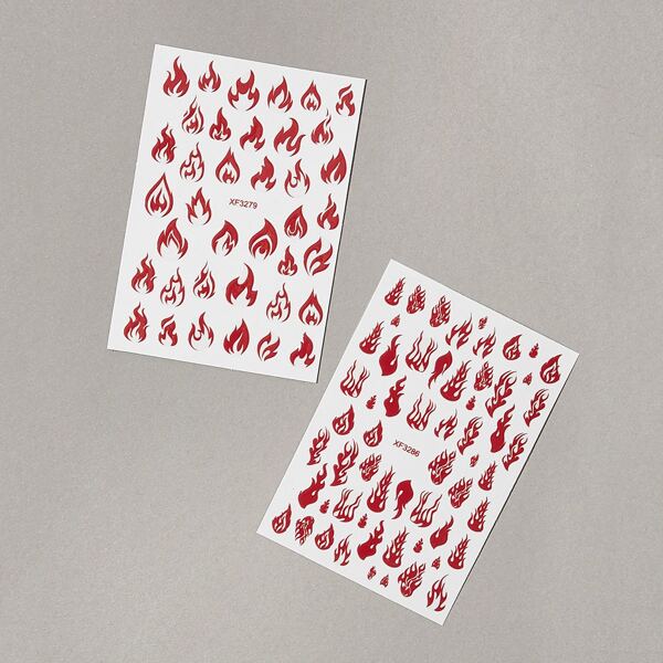 

2sheets Fire Design Nail Stickers