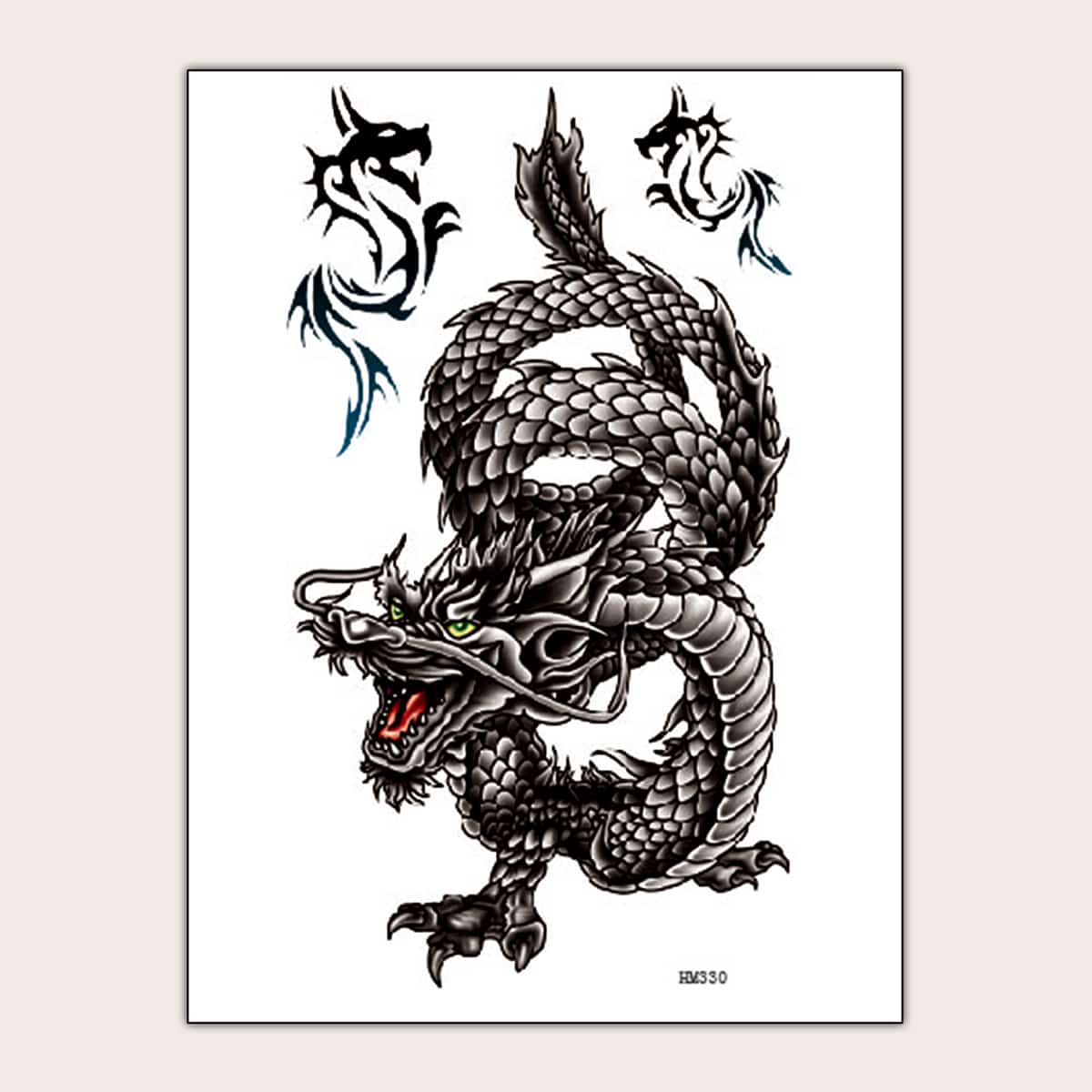 

Halloween Dragon Pattern Tattoo Sticker, Multicolor