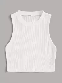 SHEIN Unity Top côtelé unicolore sans manches - Blanc - Voir 3