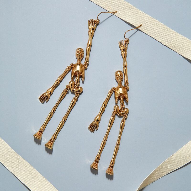

1pair Skeleton Drop Earrings, Gold