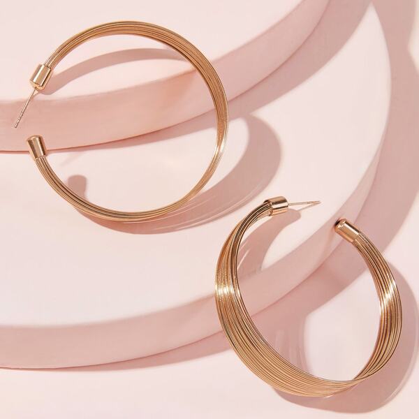 

1pair Textured Round Hoop Earrings