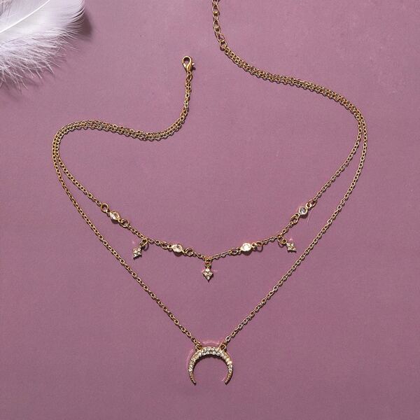 

1pc Rhinestone Engraved Layered Necklace