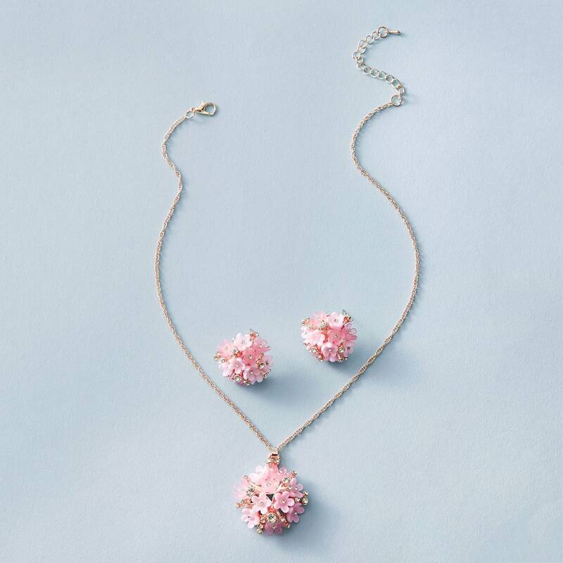 

3pcs Flower Charm Necklace & Earrings
