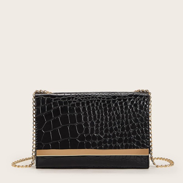 

Croc Embossed Chain Strap Crossbody Bag