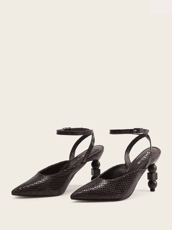 

Snakeskin Point Toe Heels, Coffee