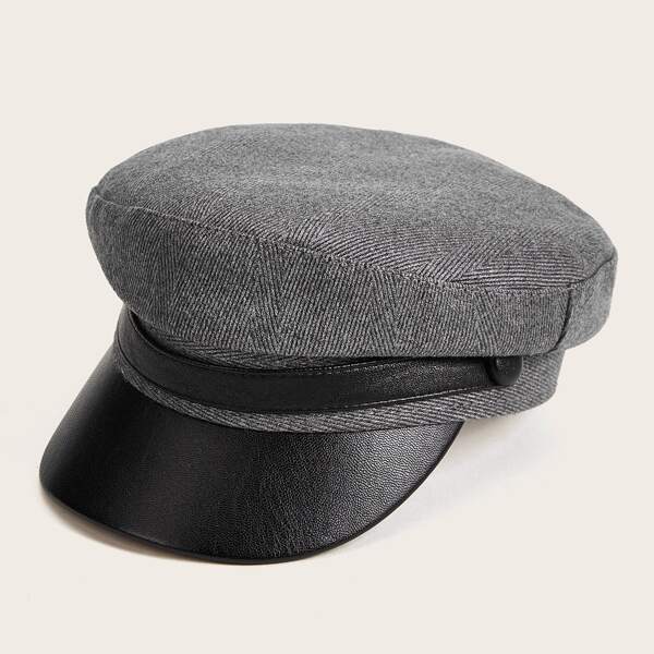 

Belt Decor Bakerboy Hat, Grey