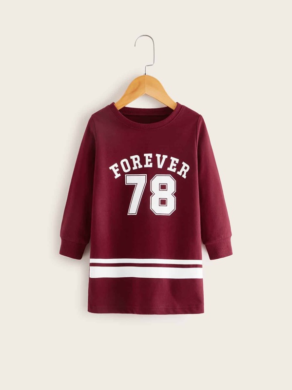 

Toddler Girls Letter And Stripe Print Sweatshirt, Burgundy, Sofia B