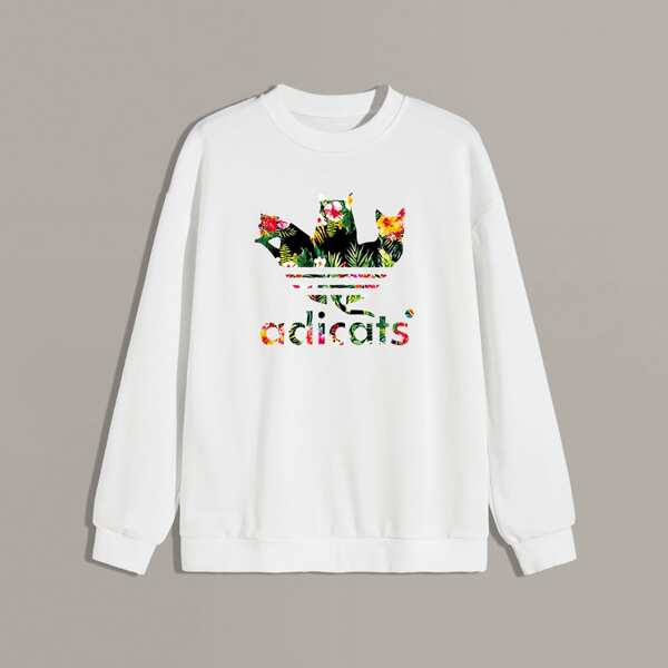 Men Drop Shoulder Letter Graphic Sweatshirt, White