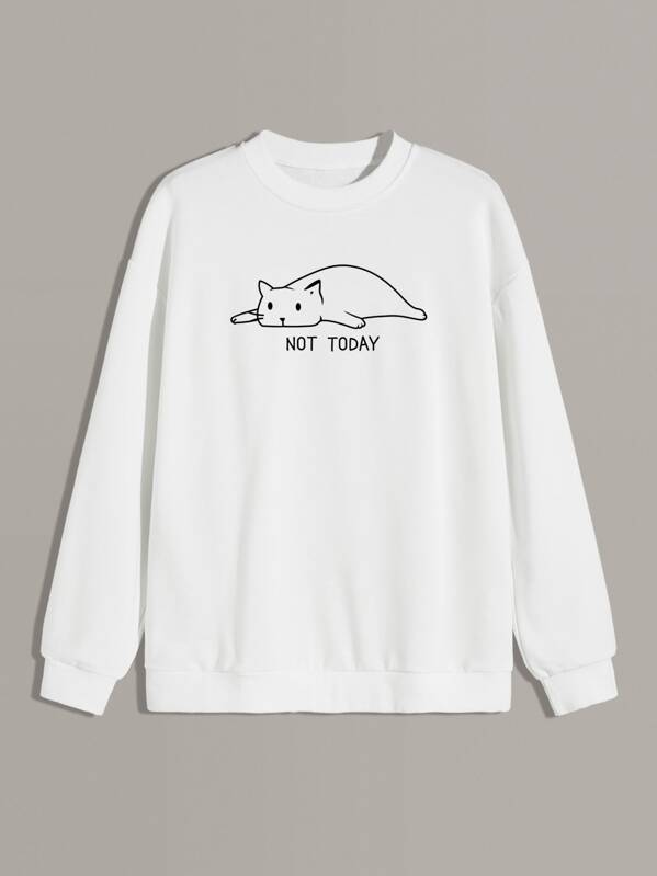 

Men Letter & Cartoon Graphic Sweatshirt, White