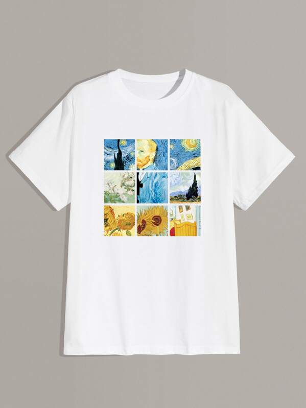 

Men Graphic Print Round Neck Tee, White