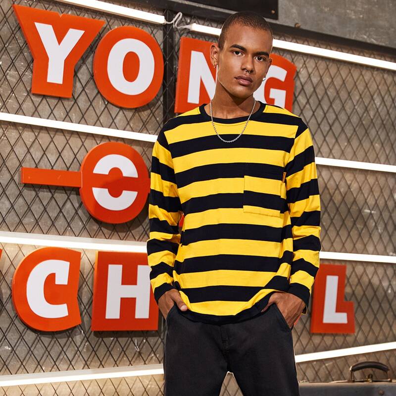

Guys Pocket Front Stripe Tee, Yellow