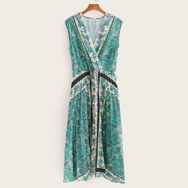 

Tribal Surplice Front Sleeveless Dress