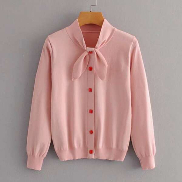 

Tie Neck Button Through Cardigan