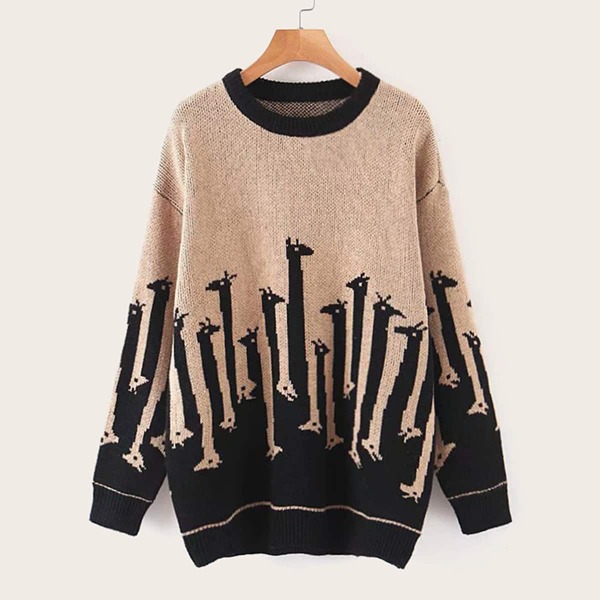 

Cartoon Graphic Drop Shoulder Sweater, Multicolor