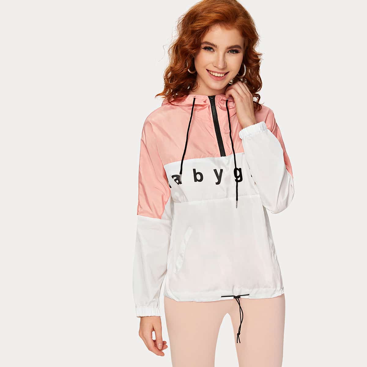 

Color-block Letter Graphic Anorak Jacket, Multicolor