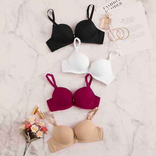 

Adjustable Strap Underwire Bra Set 4pack, Multicolor