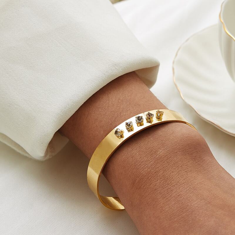 

Rhinestone Decor Cuff Bracelet 1pc, Gold