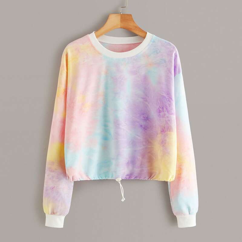 

Tie Dye Drawstring Hem Sweatshirt, Multicolor