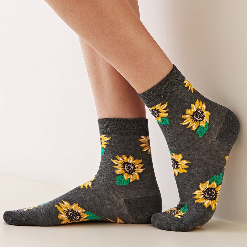 

Sunflower Pattern Socks 1pair, Multicolor