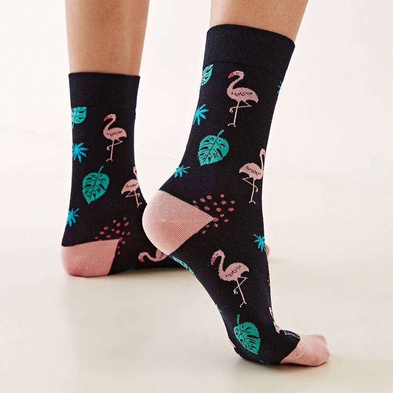 

Flamingos Pattern Socks 1pair, Multicolor
