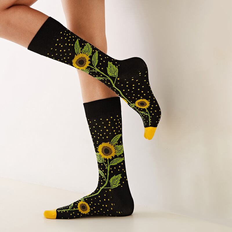 

Sunflower Pattern Socks 1pair, Multicolor