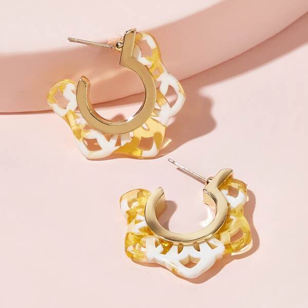 

Flower Design Cuff Hoop Earrings 1pair