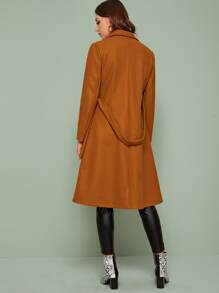 Open Front Belted Midi Coat - Camel - View 2