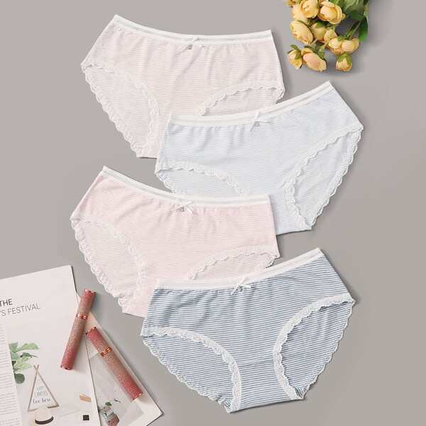 

Lace Trim Panty Set 4pack, Multicolor