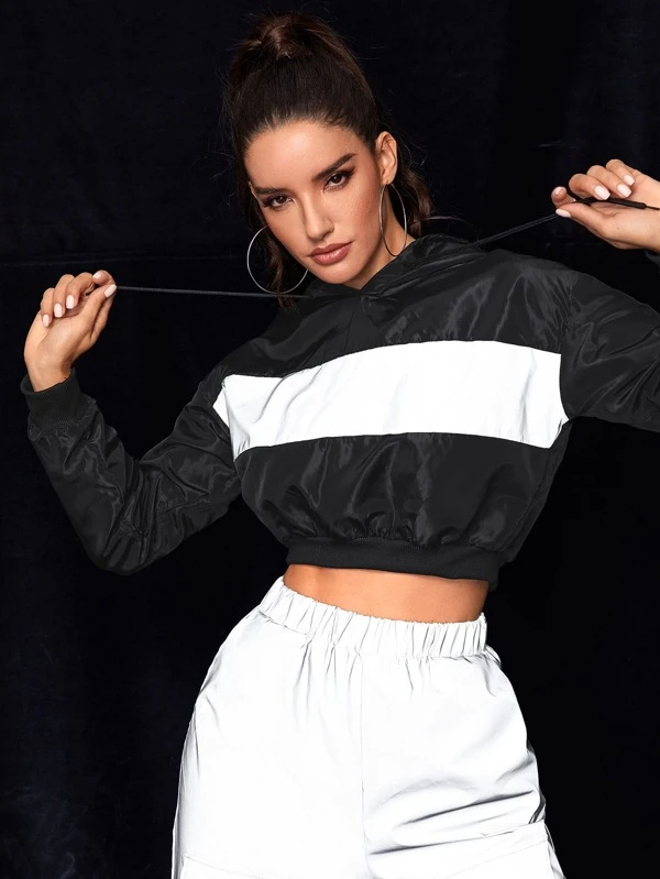 drawstring crop hoodie