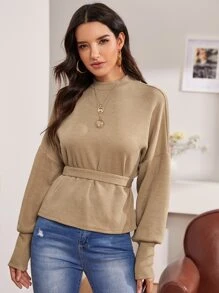 Pull dos-nu avec nœud - Beige - Voir 4