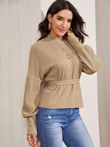 Pull dos-nu avec nœud - Beige - Voir 5