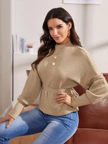 Pull dos-nu avec nœud - Beige - Voir 1