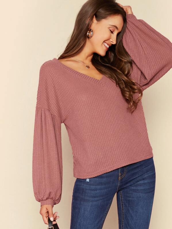 

Lantern Sleeve Textured Top, Nude, Anna Herrin