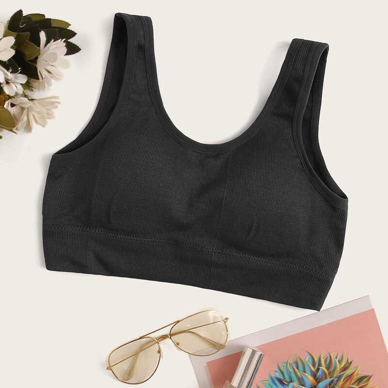 

Rib Solid Bralette, Black