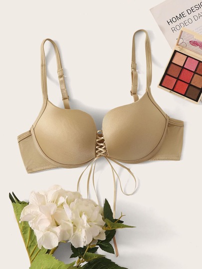 Lace Up Front Underwire Bra