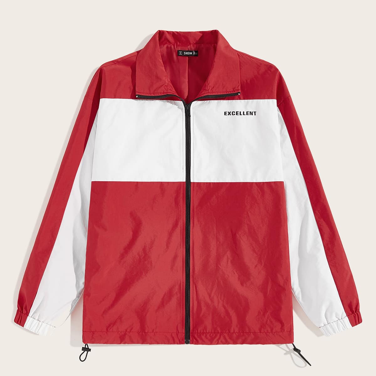 

Guys Colorblock Letter Graphic Windbreaker Jacket, Red bright