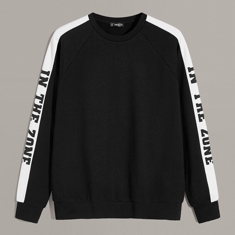 

Guys Slogan Graphic Raglan Sleeve Pullover, Black