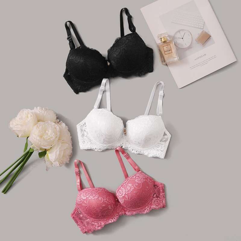 

3pack Floral Lace Underwire Bra Set, Multicolor