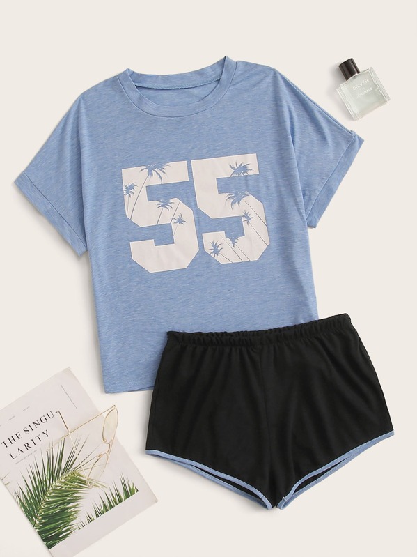 

Number Print PJ Set, Blue