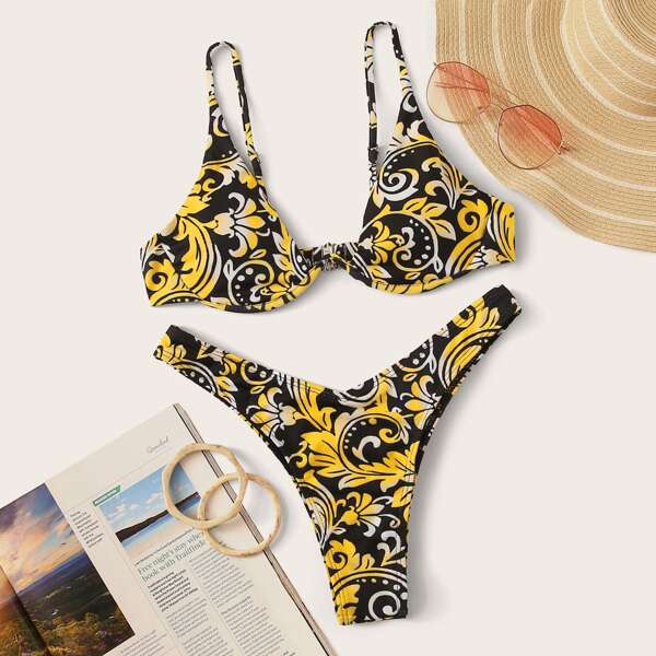 

Tribal Random Print Underwire Bikini Set