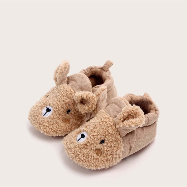 

Baby Girls Bear Design Fluffy Flats, Camel