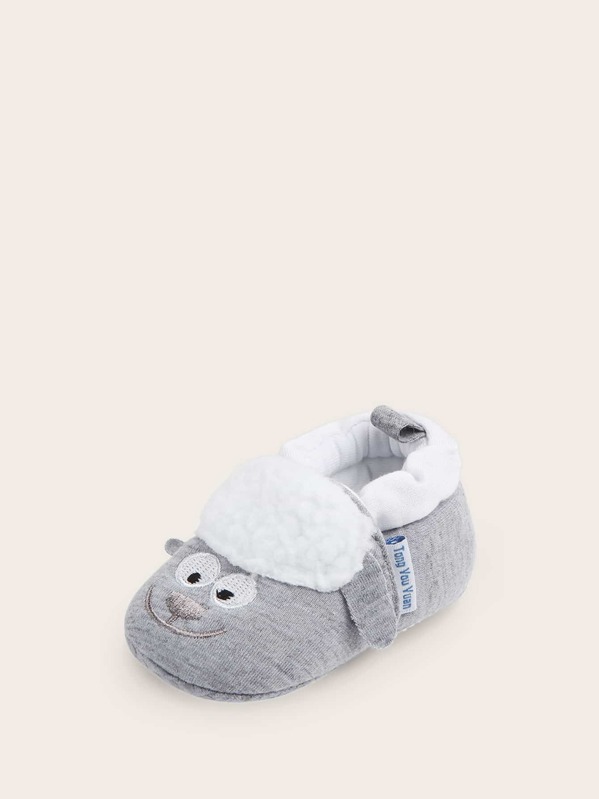 

Baby Girls Embroidered Detail Fluffy Flats, Grey