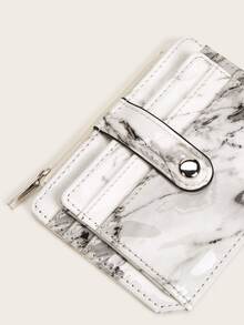 Tarjetero con diseño de mármol, estuche para tarjetas, portacartas de negocios, portacredenciales, portacartas para mujeres, monedero pequeño, cartera, monedero para tarjetas - Blanco y Negro - Ver 6