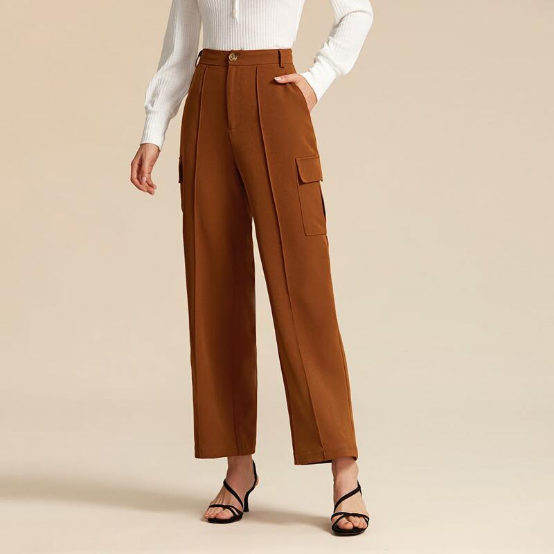 

Flap Pocket Patched Pants, Brown