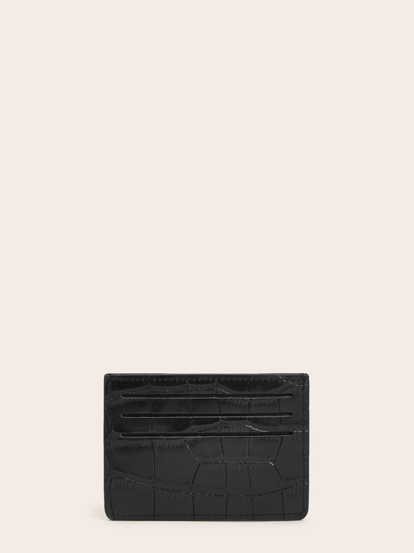 

Croc Embossed Card Holder, Black
